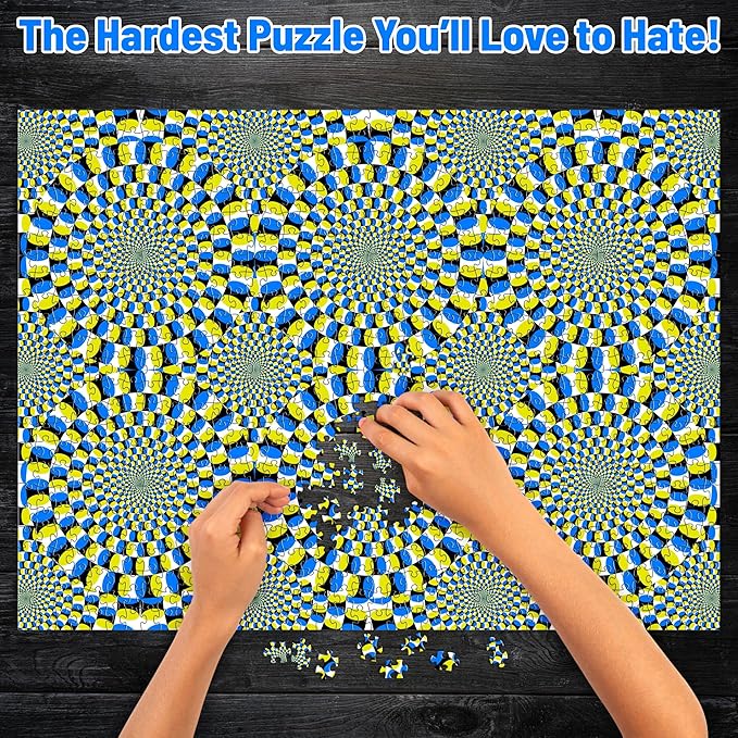 Funwares Optical Illusion Puzzle – 1000 Piece Expert-Level Jigsaw for Adults – Hypnotic Visual Movement – Modern Art Challenge – Elegant Gift for Puzzle Pros & Design Lovers