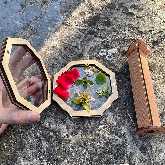 Natural DIY Kaleidoscope Kit, New Wooden Magic Rotating Kaleidoscope Making Set for Nature Lovers, Best Gift, Outdoor Classic Handmade Education (1 Pc)