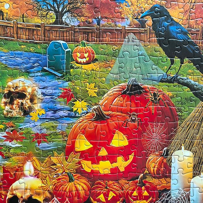 Halloween Puzzles 500 Pieces - Autumn Fall Jigsaw Puzzles for Adults- Light a Jack-o'-Lantern