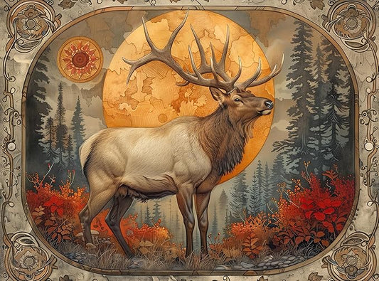 1000 Piece Jigsaw Puzzle for Adults - Bull Elk Fall Forest - Challenging Nature Wildlife Puzzle -Rocky Mountain Big Game - Perfect for Game Nights - 20x27 inches